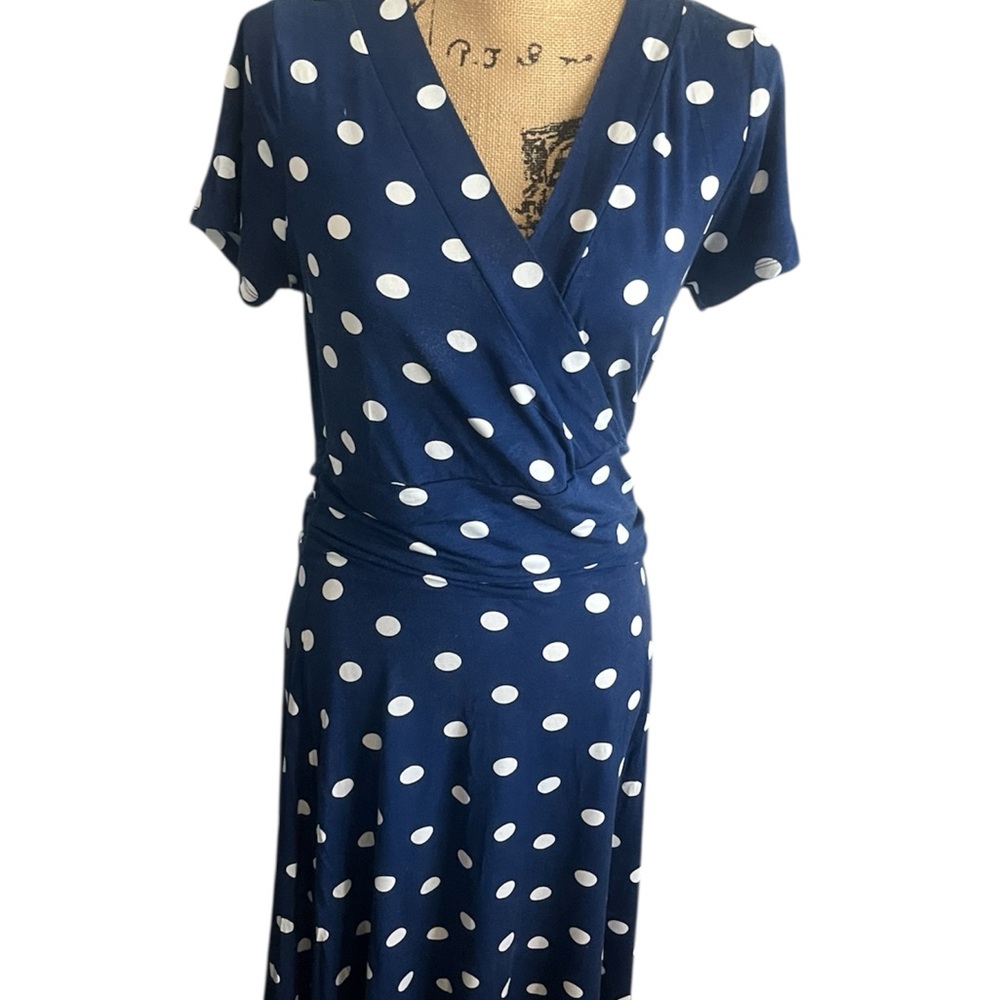 Monroe & Main Blue Polka Dot Midi Dress